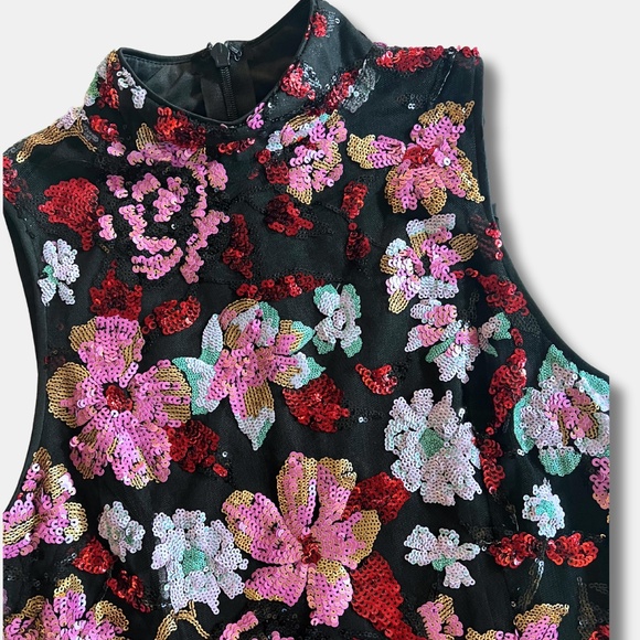 Fate Show Stopper Sequin Floral Mini Dress NWT - Black Size Small - Picture 3 of 7